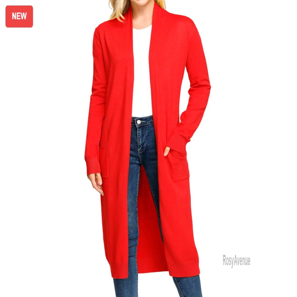 Essential Open Front Maxi Long Knitted Cardigan Sweater Chic Minimal Classic